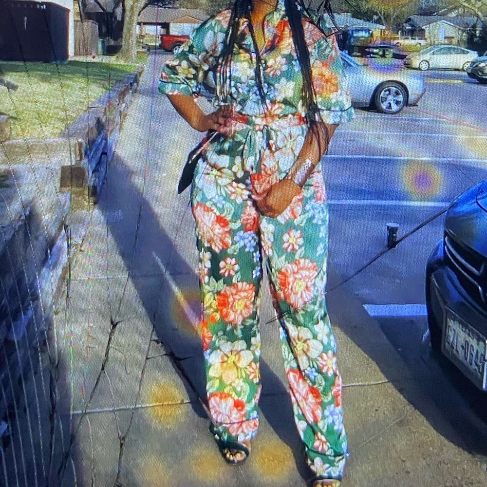 Silk floral jumpsuit